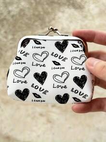 1个时尚印花爱心唇夹零钱包，方便创意的手提包，可用作零钱包或钥匙包，独特的派对礼品袋，日常生活必备工具 - 彩色 - 查看 10