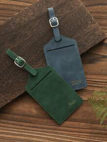 1pc Customized Embossed Name Luggage Tag, Suitable For Suitcase, Customized Gold Letter Combination Textured Suede Luggage Tag With Privacy Name Card, Personalized Travel Bag Backpack Label, Wedding Place Card, Gift Tag, Travel Accessories, Handmade, Fashionable Travel Gift, Bridesmaid Gift, Gift For Friends - Nhiều màu - Xem 6