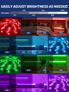 3-65FT Long Smart LED Strip Lights, USB Interface, LED Lights With APP And Remote Control , Night Light Can Be Timed And Brightness Adjusted,Smart 5V 24-Key Remote Control, RGB Color-Changing Strips Suitable For Bedrooms, Living Rooms, Home Decor, Room Parties, Room Decoration,Ambient Lighting In Bedrooms, Living Rooms, Game Rooms, Etc., And Happy Halloween Christmas Decorations - Colored Light - View 7