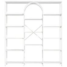 Modern And Minimalist Style Shelf Measuring 160 X 30 X 180 Cm, Made Of Sturdy Steel Tubes And MDF, With Multiple Storage Compartments, Rectangular And Arched Design, White. - 1PC - 查看 9