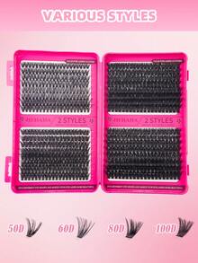 640片D型卷翘睫毛簇，长度8-16毫米，自然浓密，轻盈柔软，可重复使用，适合新手、日常佩戴、婚礼、约会、派对、音乐节、万圣节等场合。 - 黑色 - 查看 5