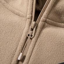 Mubberry Mens Fleece Jacket Full Zip With Hood Pockets Warm Lightweight Winter Jacket - 卡其色 - 查看 7