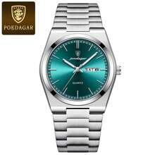 POEDAGAR Luxury Watches For Men Stainless Steel Waterproof Luminous Man Watch Date Week Fashion Casual Men's Quartz Watch - Bạc - Xem 13