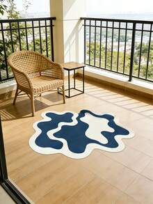1pc Inspired By The Flowing Blue And White Soft Waves, Breaking The Traditional Square Feeling Of Carpets, The Undulating Curves Outline A "Ripple Underfoot", Instantly Filling The Balcony, Living Room With A Relaxed Artistic Atmosphere. The Asymmetrical Shape Is Suitable For Balcony, Living Room, Bedroom And Other Spaces. Whether It's A Wabi-Sabi Style, Minimalist Style Or Vacation-Style Home, It Can Be The Finishing Touch. - Multicolor - View 11