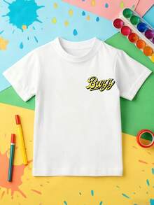 Disney Casual Buzz Lightyear Double-Sided Toddler Tee – Versatile White Short Sleeve Top With Space-Themed Print For Mix-And-Match Outfits - 白色 - 查看 3