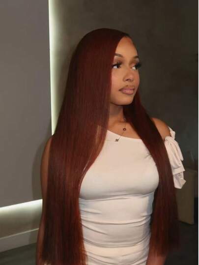 Eulisi 13x6蕾丝前假发，巧克力棕色，4号真人发蕾丝前假发，无胶蕾丝前假发，女士款