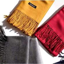 Thick Women's Pashmina Scarf Fashion Shawl Long Shawl - Dark Green - View 3