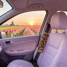 3件/2件/1件 新款仿兔毛豹纹方向盘肩部保护套，内饰配件 - 豹紋 - 查看 3