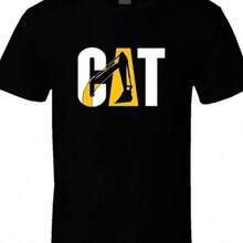 CAT Caterpillar Excavator THUNDERCATShinery Heavy Excavation T Shirt Tee Gift New - 黑色 - 查看 1