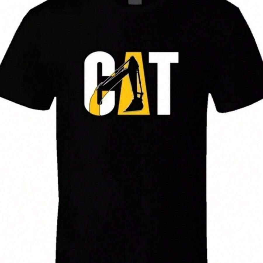 CAT Caterpillar Excavator THUNDERCATShinery Heavy Excavation T Shirt Tee Gift New - 黑色 - 查看 1