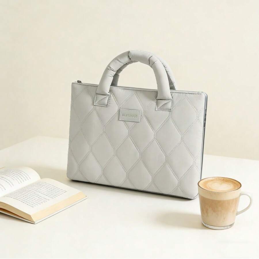 1个糖果色笔记本电脑包，适用于13-14英寸笔记本电脑，配有柔软舒适的提手，方便携带，内衬防震，内部分隔设计，可收纳平板电脑等物品。笔记本电脑包、笔记本电脑套、笔记本电脑保护套、电脑包、手提包、防水旅行必备品、旅行用品、男士笔记本电脑包、女士笔记本电脑包 - 灰色 - 查看 1