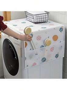 1 szt. stylowy wielofunkcyjny pokrowiec na lodówkę z kieszenią – 60 x 180 cm/55 x 130 cm, olejoodporny/wodoodporny materiał PET, pasuje do lodówek jedno- i dwudrzwiowych, dekoracyjny pokrowiec do przechowywania w kuchni i domu - Wielokolorowe - Zobacz 4