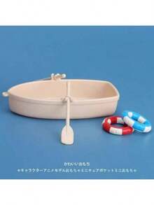 1pc Realistic Mini Boat Swimming Ring Fishing Boat Aquarium Floating Decor Model Toy Micro Landscape DIY Ornament - 1PC - View 6