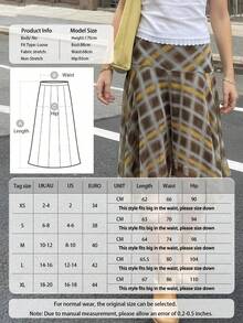 Women's Elegant Asymmetric Hem Plaid A-Line Skirt, Business Casual Street Style Fashion Item, Plaid Skirt, Asymmetric/Irregular Hem Skirt, Suitable For Beach, Office, Daily, Travel, Airport, Spring & Autumn - Khaki - View 3