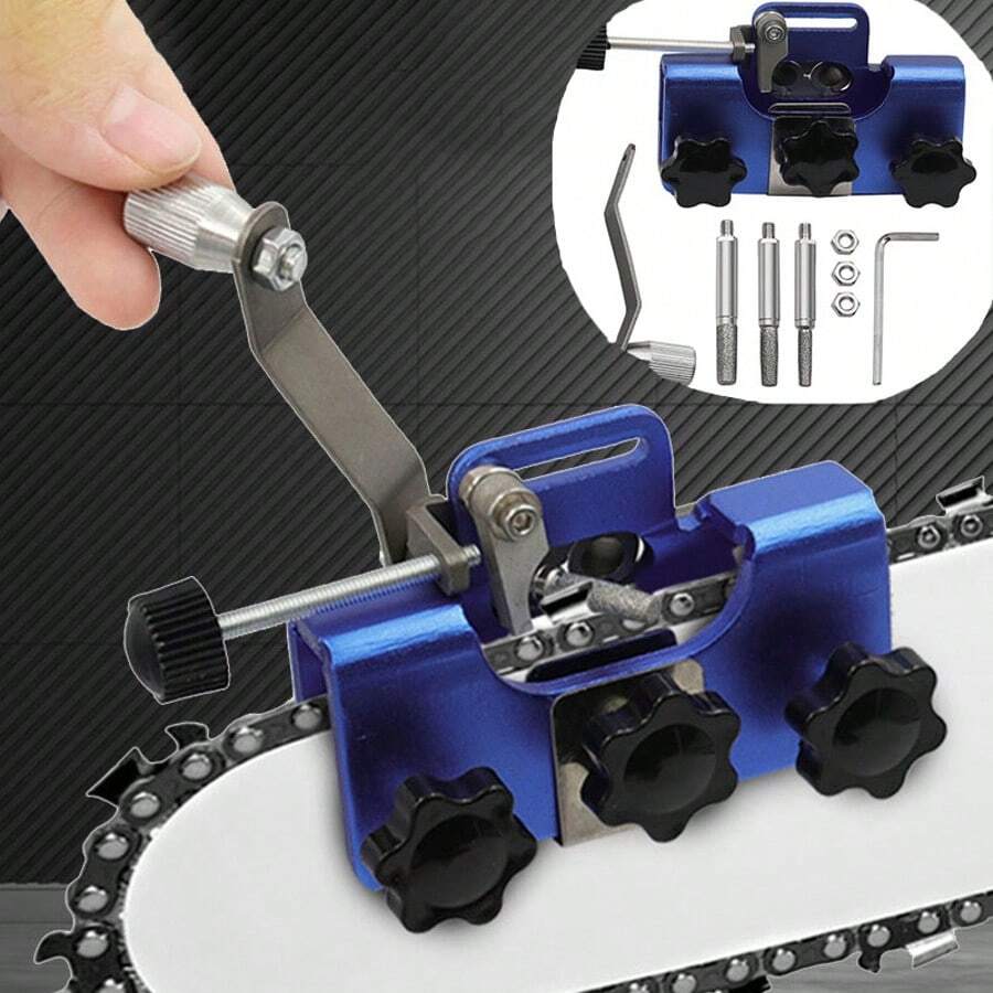 1套手摇式链条研磨机，便携式家用手持电动锯链磨链器工具 - 彩色 - 查看 1