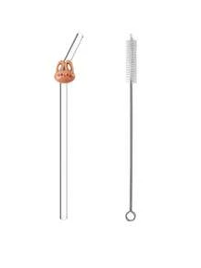 1/2pcs[Cute Rabbit Decorated Reusable Glass Straws]Bendable Straws | Cleaning Brush Included | Suitable For Bubble Tea/Coffee/Juice/Smoothie | Handmade | Christmas/Valentine's Day/New Year/Birthday/Halloween/Thanksgiving/520/Carnival | Kitchen/Cafe/Bar/Outdoor Travel/Party/Wedding | Girlfriend/Boyfriend/Parents/Friends/Nature Lovers | Exquisite Gift Set - Multicolor - View 9