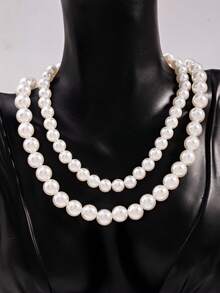 1 Bộ dây chuyền ngọc trai nhiều lớp tối giản, thanh lịch, đa năng - ngọc trai - Xem 4