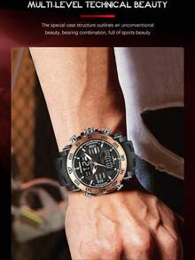 Reloj de cuarzo multifuncional de negocios para hombres LIGE, con pantalla dual, resistente al agua, luminoso y calendario de moda - Plateado - Ver 3