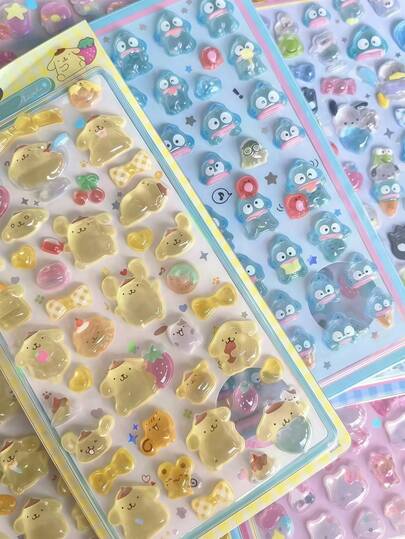 1pc Cartoon Animal 3D Sticker, Stationery Decor Sticker And Handmade Sticker, Suitable For DIY Children's Creative Sticker, Black Pupil Waterproof Sticker, Dot Sticker, Party Handmade Phone Decor Sticker, Girls Gift