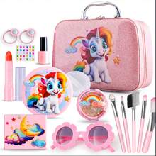 15/16/22件套可爱小马主题儿童化妆玩具套装，逼真公主化妆玩具带收纳盒，女孩角色扮演游戏 - 彩色 - 查看 2