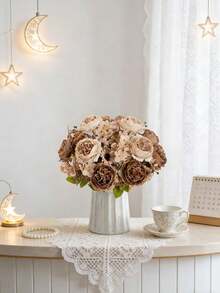 1/3/80pcs Romantic Silk Peony & Hydrangea Artificial Flower Bouquet, Home Decor Fake Flowers, Wedding Decoration, Spring Decor, Indoor, Kitchen, Dining Room, Bedroom, Bathroom, New Year, Outdoor Garden, Bridal Bouquet, School Supplies, Back To School, Valentine's Day Decor, New Year Decor - Brown - View 8