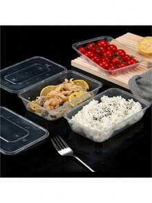 50pcs Plastic Food Storage Containers With Snap Lids - 50ml, Stackable And Microwave , Suitable For Meal Prep And Takeout, Durable Rectangular Bento Boxes For Healthy Eating - Transparent - View 10