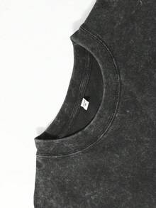 Men's Washed Vintage Crewneck T-Shirt, 100% Cotton 230GSM, Godspeed  Highway Car Print, Retro Faded Style, American Streetwear, Summer Outfit, For Daily Commute, Streetwear, Music Festivals, Friends Gatherings, Valentine's Day Gift For Boyfriend - 黑色 - 查看 4