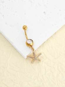 1件海星肚脐环，优雅女士身体饰品，适合海滩度假 - 金黃色 - 查看 5