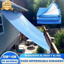 Membrana Impermeable Reforzada de Alta Resistencia, Resistente a la Lluvia Azul, 16 Milésimas de un Pulgada, Recubrimiento de Doble Cara, Protección UV, Resistencia al Desgarro y Bordes con Doble Refuerzo. Adecuada para Techos, Patios, Piscinas, Barcos y Cubiertas de Vehículos. Versátil para Uso en Exteriores, Esencial para Camping y Autocaravanas. - 4 x 5 metros - Ver 1