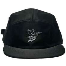 Black Graphite Five Panel Cap On - Black Angel - View 4