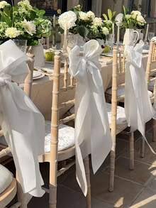 1pc 43in Giant White Bow Ribbon, Writable Design, Suitable For Door/Wall Decor, Wedding Car, Bridal Shower, Streamer Party Backdrop, Church Pew, Theme Party, Birthday, Romantic Atmosphere Decoration - 多色 - 查看 6