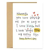 1PC Sweet Nanny Mother's Day Card (With Envelope) - "Nanny, I Have Loved You My Entire Life" Heartfelt Message, Perfect For Grandmother/Mother's Day, Loving Greeting Card - Multicolor - View 8