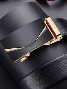 Men Automatic Buckle Leather Belt, Invisible Buckle Design - Multicolor - View 4