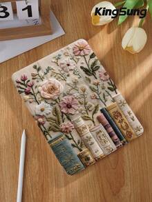 Kingsung Embroidered Style Flat Pattern Tablet Protective Case,Compatible With 9.7/10.2/10.5/10.9/12.9/Pro 11, 10th Gen,Compatible With Samsung Galaxy Tab S6 Lite 10.4 Inch,Compatible With Kindle Paperwhite 12th Gen 2024,Kindle (11th Generation) 2022 Release,Kobo Clara Colour,Soft Anti-Fall Protection,Smart Stand/Automatic Wake Up/Sleep - Multicolor - View 3