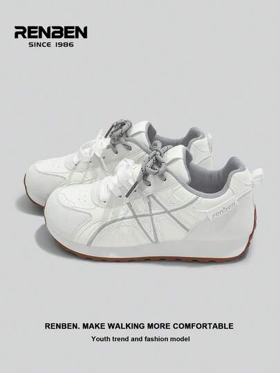 RENBEN 2026 Frühling Neue Vulkanisierte Schuhe für Damen, Dicksohlige Plateau-Sneaker für Petite, Sportlich-Lässig Schuhe für Mittelschüler