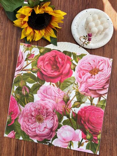 20/50 piezas Servilletas de papel vintage con estampado floral rojo, 33cm X 33cm, servilletas de papel decorativas hechas a mano, servilletas desechables para bodas y fiestas, decoración de restaurantes y hoteles, decoración de mesa, artículos para fiestas