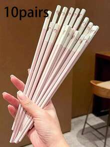 5双/10双粉色心形筷子，浪漫爱情设计餐具，9.45英寸，可放入洗碗机清洗，情人节、结婚纪念日的完美礼物 - 彩色 - 查看 10