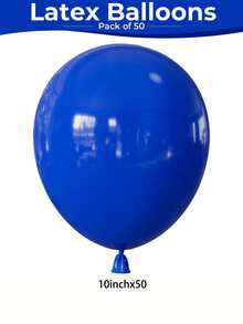 50pcs 10-Inch Blue Round Latex Balloons, Suitable For Birthday, Baby Shower, Wedding, Anniversary Party Decorations, Photo Backdrop Supplies - Multicolor - View 2