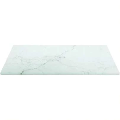 12" Tempered Glass Table Top, Marble Pattern, 11.8x11.8x0.2 In, White Glass Panel For Coffee/Dining/Desk