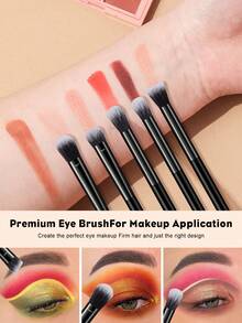 6 Pcs Premium Eyeshadow Brushes Set - Professional Makeup Brushes With Soft Synthetic Bristles For Eyelid, Crease, Blending & Eyebrow Makeup - Multicolor - View 1