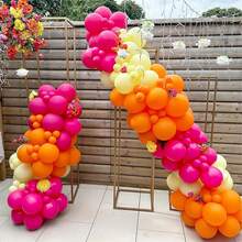 50pcs 10-Inch Hot Pink, Orange, Light Yellow Balloons, Suitable For Baby Shower, Birthday, Wedding, Anniversary Party, Tropical Daisy Theme Decor - Multicolor - View 3