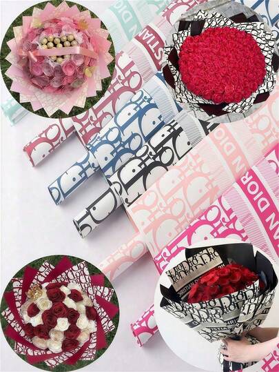 M.Dior Flower Wrapping Paper, 20pcs Waterproof Floral Bouquet Packaging Sheets, Thick Textured Paper Material With Elegant Floral Style, Professional Florist Packaging Supplies For Bouquet Wrapping, Flower Arrangements, Gift Wrapping And DIY Decoration, Suitable For Wedding Flowers, Valentine's Day Bouquets, Christmas Gifts, Birthday Parties, Anniversaries, Graduations, Bridal Showers, Proposals And Home Use