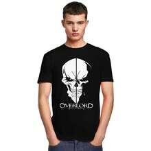 Custom Overlord Ainz Ooal Gown T Shirt For Men Tshirt Tee Short Sleeves Horror Skull T-Shirt - 黑色 - 查看 5