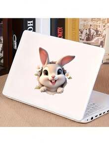 1pc Easter Bunny Sticker, White 3D Rabbit Hole Sticker, Easter Cartoon Wall Decal For Car/Laptop/Luggage/Toilet Lid, Cute Animal Creative Waterproof Decal - Multicolor - View 4