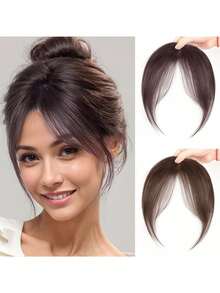 8.5 Inch Middle Part Bangs Hairpiece, Realistic Invisible Lightweight Fluffy Hair Topper To Add Volume - Multicolor - View 2