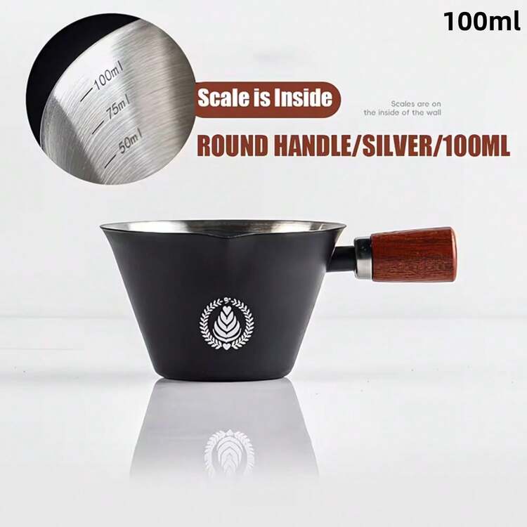100ml Stainless Steel Espresso Measuring Cup, Made Of 304 Stainless Steel With Wooden Handle And Dual Spout Design - Multicolor - View 8