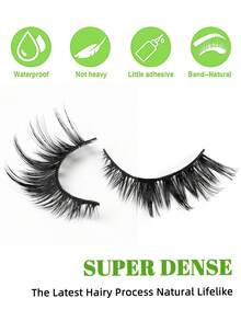 10对狐狸形斜角仿貂毛浓密睫毛，加长飞扬睫毛嫁接工具，合成假睫毛 - 黑色 - 查看 5