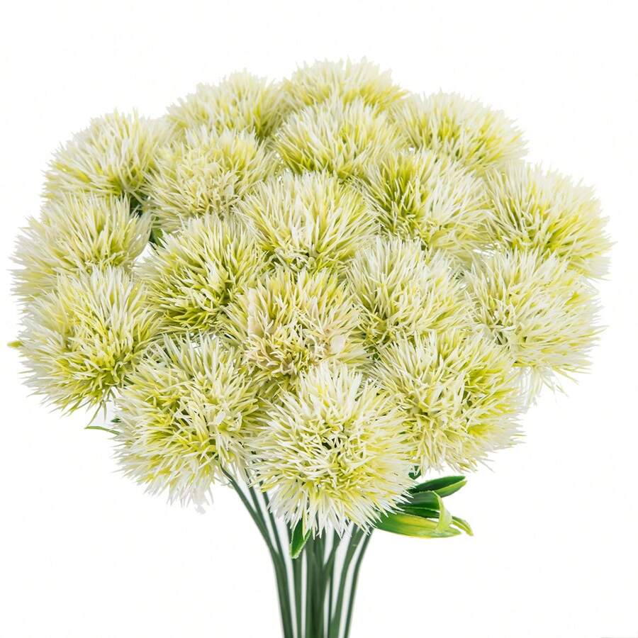 5/200 piezas Diente de león artificial de plástico, seda flor adecuada para decoración de otoño, jarrones de boda, hogar, restaurante, decoración de dormitorio, suministros para fiestas de cumpleaños y días festivos, decoración de jardín al aire libre, San Valentín, regalos de graduación - Verde claro - Ver 1