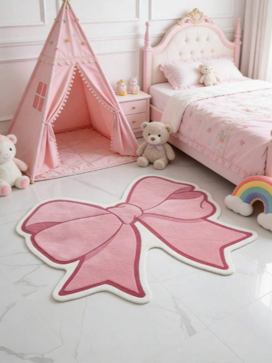 1pc Oversized Bow Decor Carpet, Cute Gaming Mat, Decorative Rug, Bedroom Decor, Small Rug, Carpet, Home Decor, Outdoor Rug, Washable Carpet, Graduation/Mother's Day Gift
