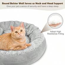 Small Dog Bed Cat Bed With Hooded Blanket, Cozy Cuddler Luxury Puppy Pet Bed, Donut Round Calming AntiAnxiety Dog Burrow Cave Bed AntiSlip Bottom And Machine Washable 23 Inch - S23x23x7灰色 - 查看 2